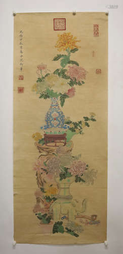 A Chinese Flower with Vase Painting