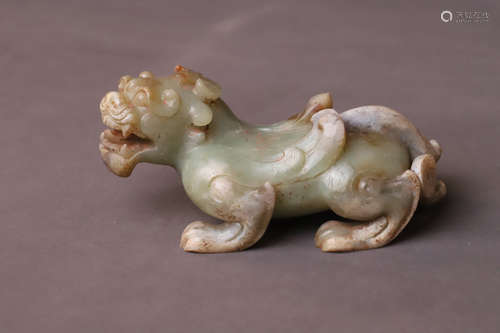 A Carved Beast Jade Figure Statue