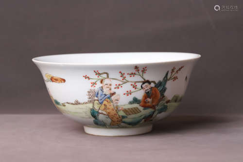 A Famille Rose Drawing Character Story Porcelain Bowl