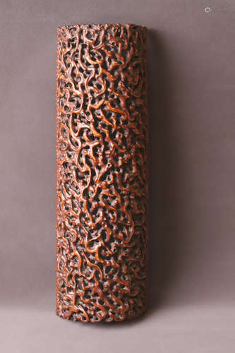 A Carved Bamboo Arm Rest