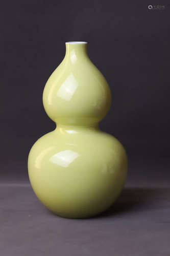 A Yellow Glazed Gourd Shape Porcelain Vase