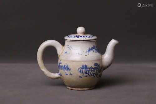 A Glazed Drawing Landscape Purple Clay Tea Pot