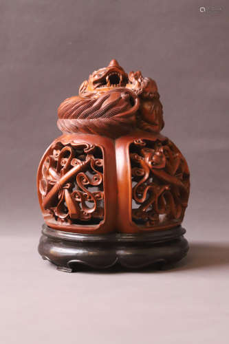 A Hollow Carved the Eight Immortals with Beast Lid Boxwood I...