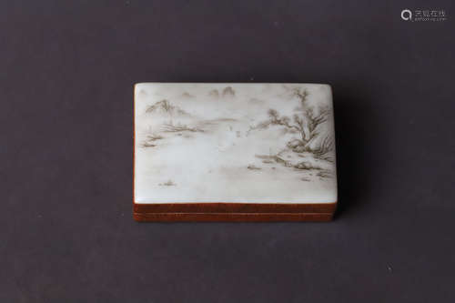 A Drawing Landscape Porcelain Ink Box