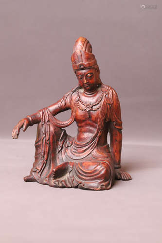 A Carved Buddha Bamboo Figure Statue