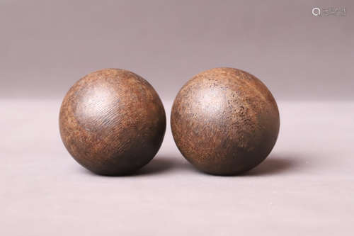 A Pair Agarwood Ball