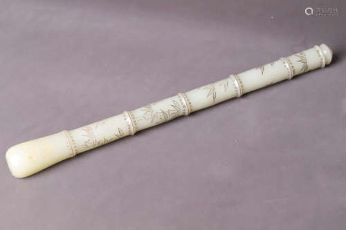 A Carved Bamboo Pattern Jade Pen