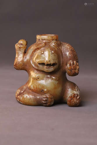 A Carved Jade Bear Figure Statue