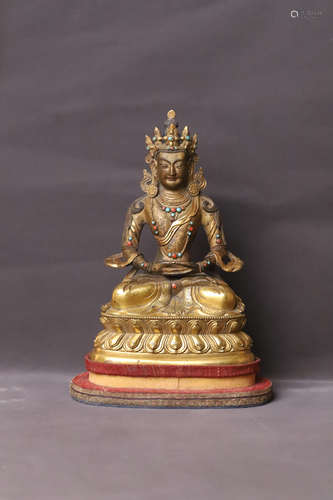 A Gilt Buddha Bronze Figure Statue