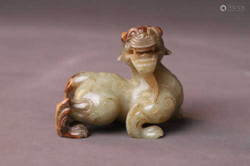 A Carved Jade Beast Figure Statue