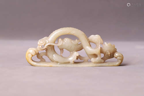 A Carved Dragon Jade Pen Holder