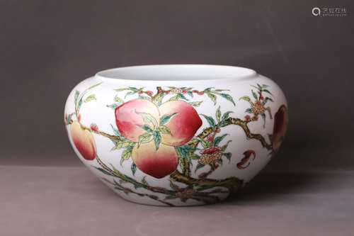 A Famille Rose Peach with Bat Pattern Porcelain Washer