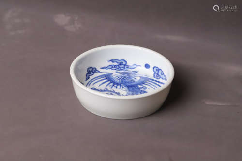 A Blue and White Phoenix Porcelain Plate
