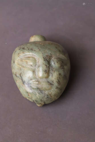 A Hongshan God Face Pattern Jade Turtle