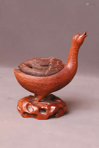 A Carved Goose Wood Incense Burner