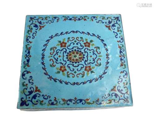 Chinese Canton Enamel Square Box Qianlong Mark & Of The Peri...