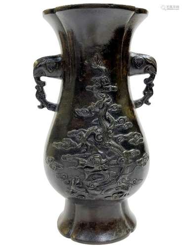 17th/18th Century Chinese Unusual Rare Bronze Vase With Xuan...