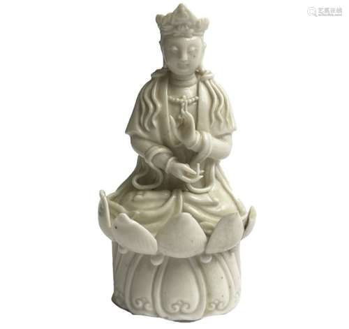 Chinese Blanc De Chine Guanyin Buddha Figure Qing Period