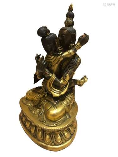 Important 18th Century Chinese Tibetan Bronze Gold Gilt Budd...