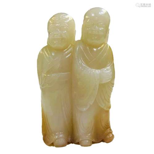 Chinese Qianlong Period White Jade Pair Of Conjoined Buddha ...