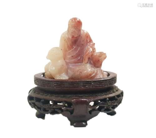 Chinese Soap Stone Figure Of Luohan Qing Period