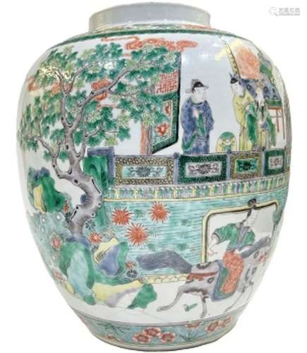 Large Fine Chinese Wucai Jar Decorated With Fighting Scenes ...