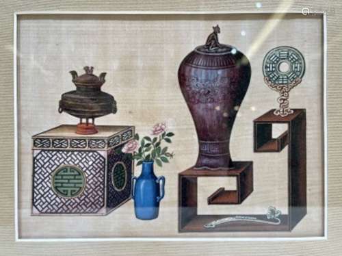 Fine Chinese 19th Century Painting Depicting Imperial Object...