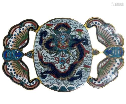 Very Unusual Chinese Cloisonné Belt Buckle Late Qing Period