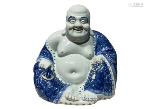 Important Large Chinese Blue & White Buddha Signed On Base R...