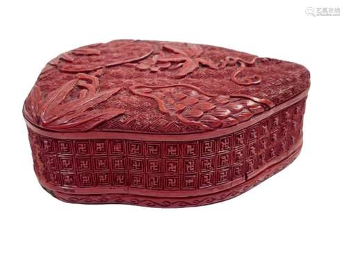 Chinese Cinnabar Lacquer Carved Box Late Ming Early Qing Flo...