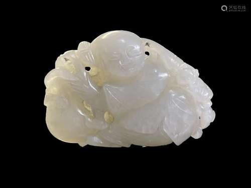 Chinese Qing Period White Jade Buddha Pendant