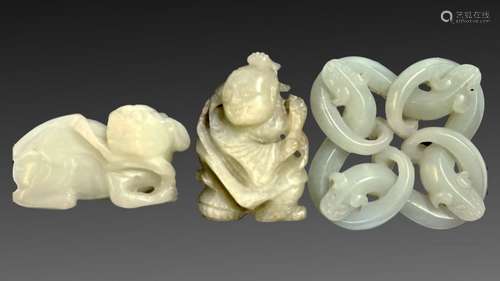 Three Chinese Jade Pendants Qing Period