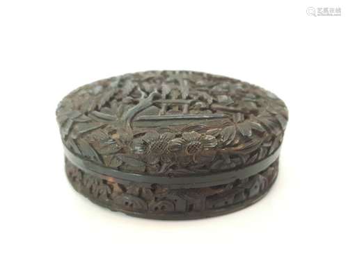 Chinese Fine Tortoise Shell Box Heavily Carved