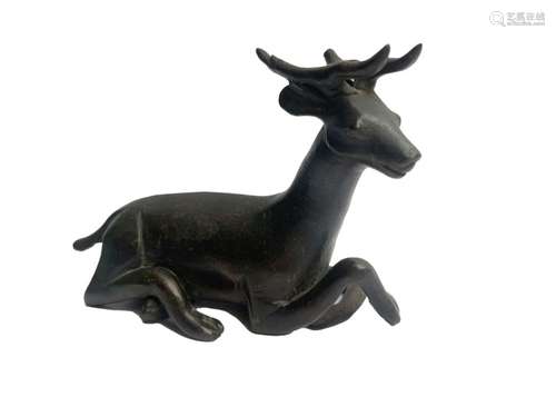 Chinese Bronze Deer Yuan To Ming Dynasty