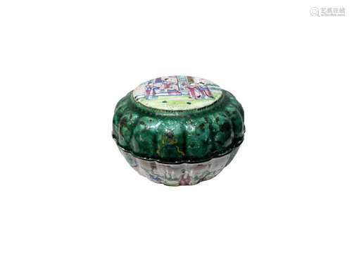 Chinese Canton Enamel Circular Box Qing Period