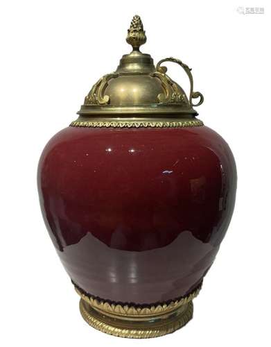 Chinese Sang De Boeuf Jar 18th Century With French Gilt Bron...