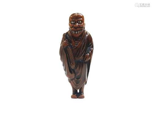 Large Japanese Wood Netsuke Depicting Bakemono