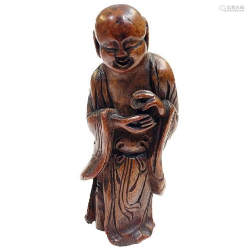 Chinese Bamboo Buddhist Figure Qing Period