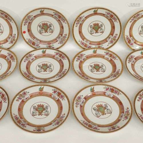 Manufacture de Samson : Douze assiettes en porcelaine polych...