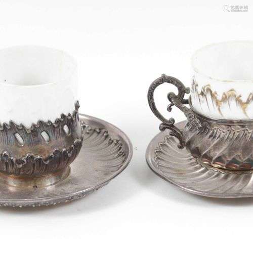 2 tasses et sous-tasse en argent (poinçon Minerve)