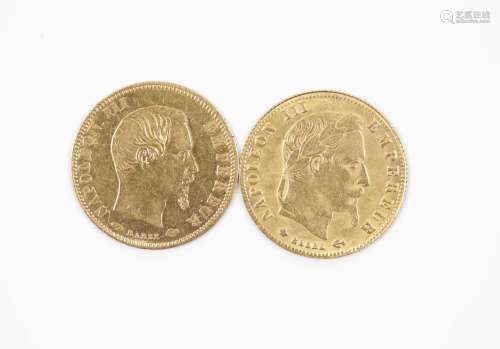 5 francs or Napoléon III grand module, 1856 A tête nue et 18...