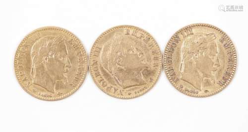 10 Francs or Napoléon III tête laurée 1863 A - 1864 BB - 186...