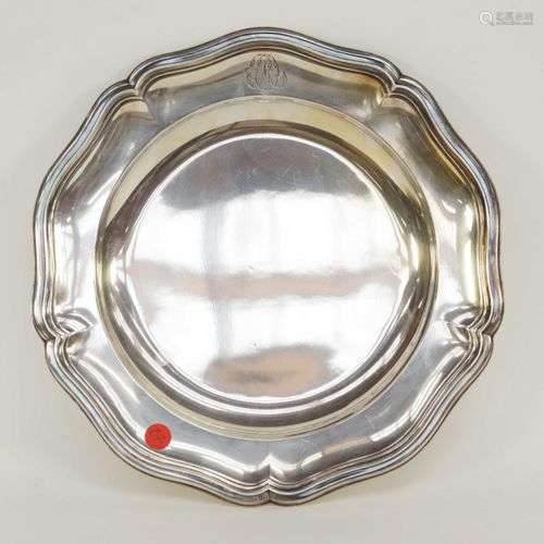 Plat rond filet contours, chiffré OR en argent Minerve Diam ...