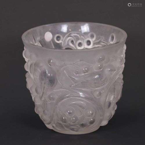 LALIQUE FRANCE - Vase en cristal à décor oiseaux branchés. H...