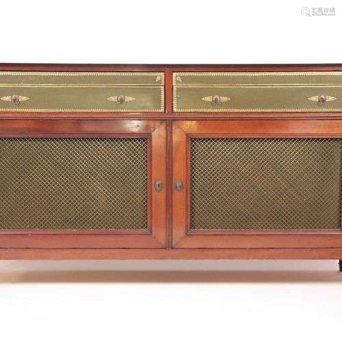 Buffet enfilade en acajou et placage, montants en colonnes c...