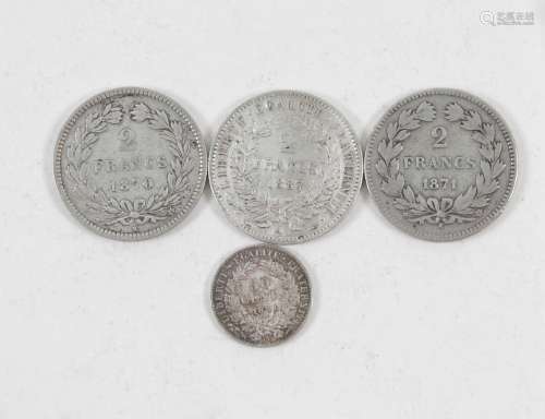 2 Francs Cérès Sans légende 1870 K et 1871 K, Avec légende 1...