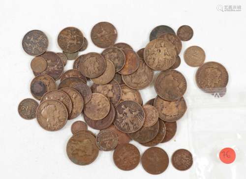 Lot de monnaies bronze Dupuis 1, 2, 5, et 10 centimes, 325g,...