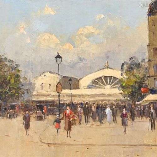POPOV (XXe siècle) Gare du Nord Toile marouflée sur carton, ...