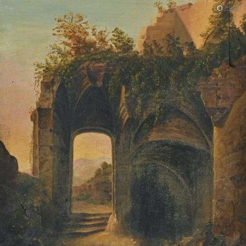 Louis AGERON (1865-1935) Paysage aux ruines Huile sur toile,...