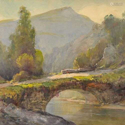 Louis AGERON (1885-1935) Le vieux pont Huile sur toile, sign...